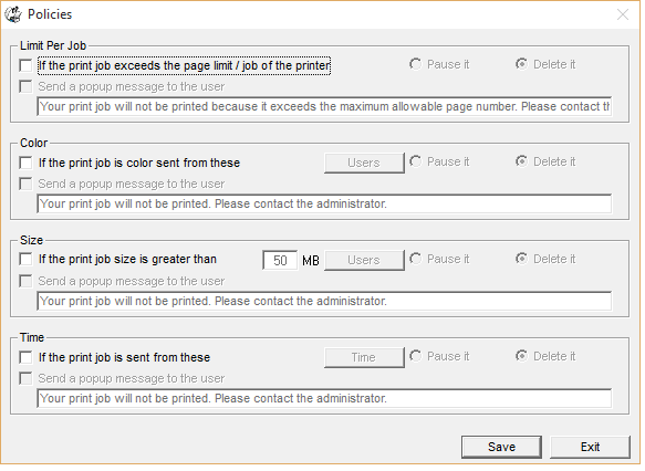 rules to restrict printing